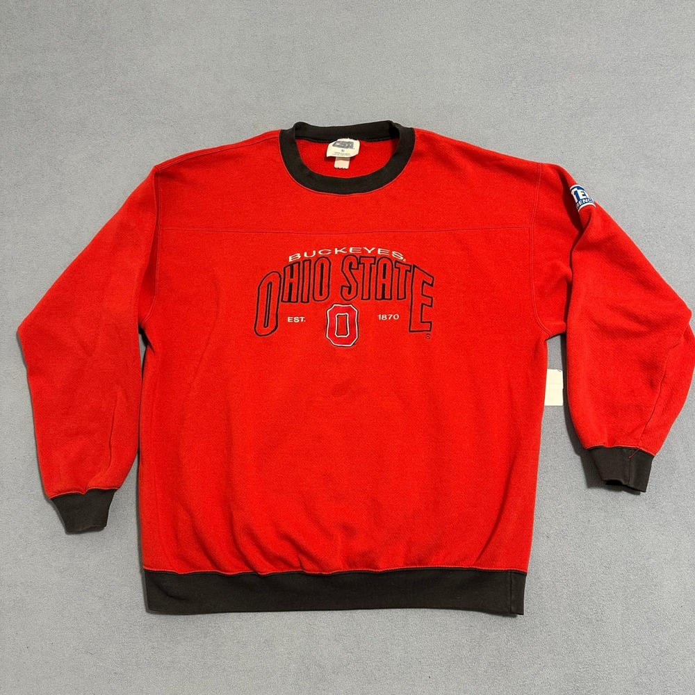 CSA Ohio State Buckeyes Crewneck Sweatshirt Vintage Big Ten‎ Patch Red Mens XL